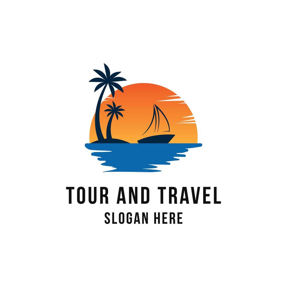Tour e viagem com iate logotipo Projeto conceito idéia vetor