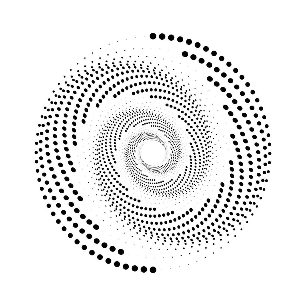 meio-tom circular pontilhado quadros definir. círculo pontos isolado em a branco fundo. logotipo Projeto elemento para médico, tratamento, Cosmético. volta fronteira usando meio-tom círculo pontos textura. vetor