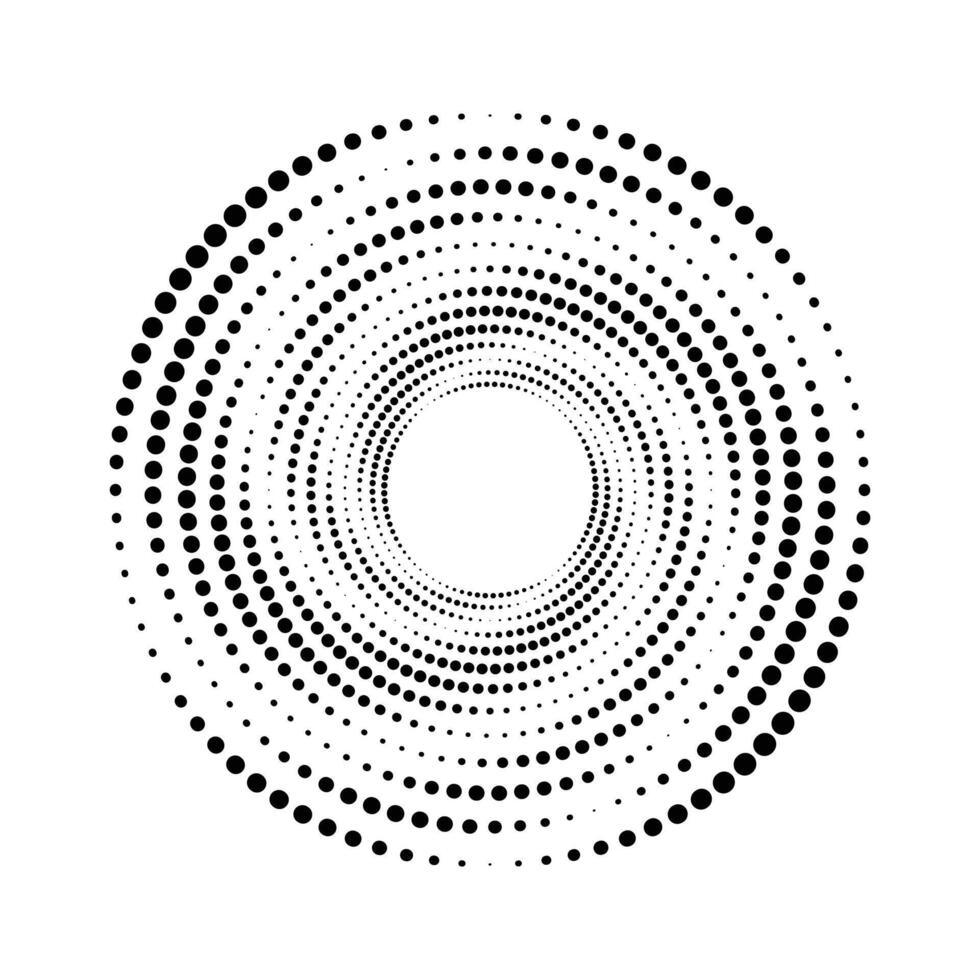 meio-tom circular pontilhado quadros definir. círculo pontos isolado em a branco fundo. logotipo Projeto elemento para médico, tratamento, Cosmético. volta fronteira usando meio-tom círculo pontos textura. vetor