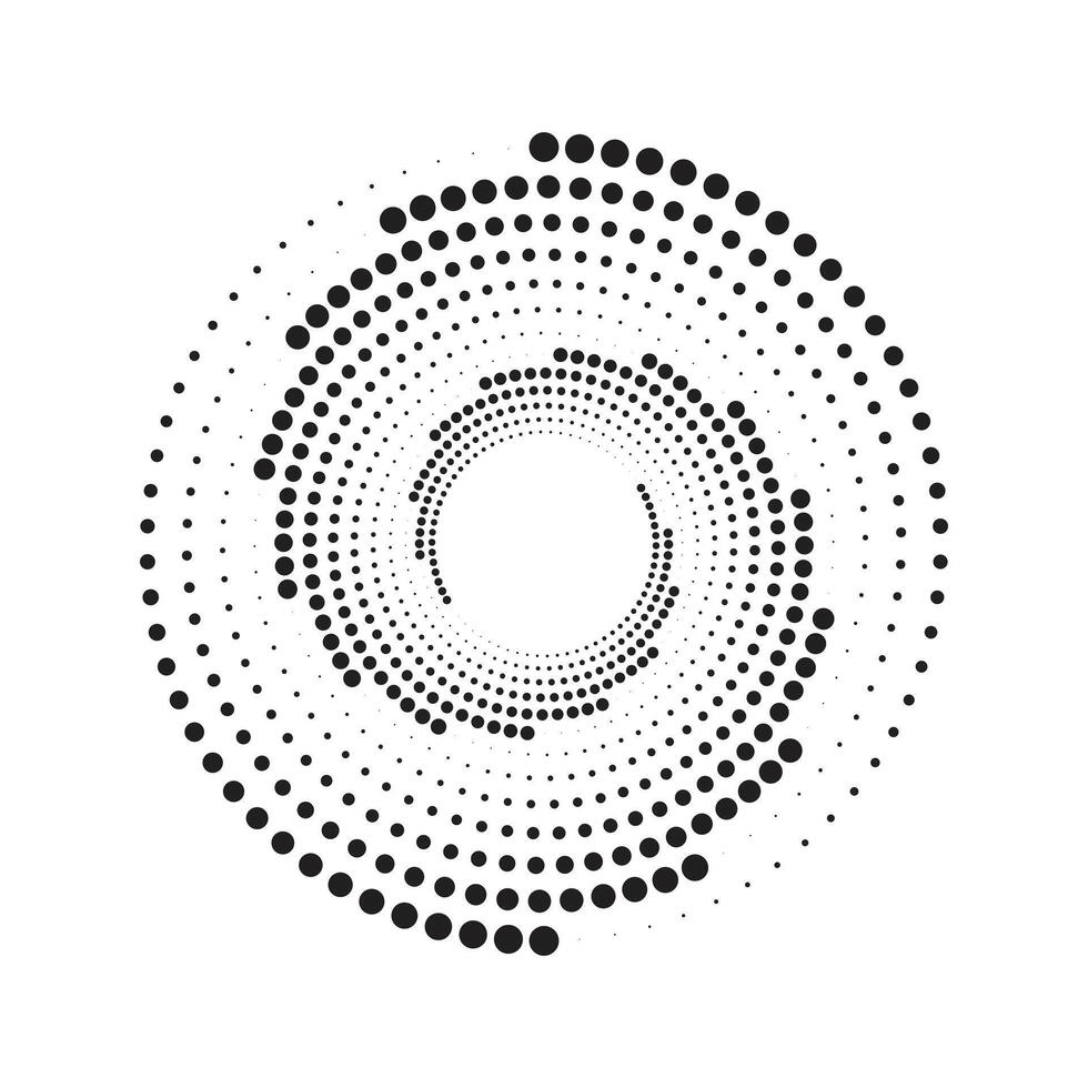 meio-tom circular pontilhado quadros definir. círculo pontos isolado em a branco fundo. logotipo Projeto elemento para médico, tratamento, Cosmético. volta fronteira usando meio-tom círculo pontos textura. vetor