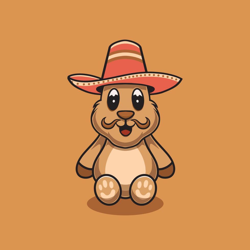 fofa veado com sombrero chapéu desenho animado ilustração vetor