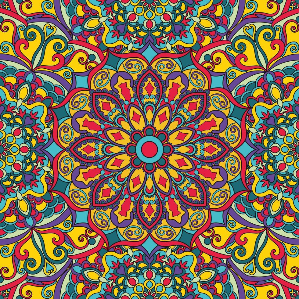 desatado floral padronizar com mandala vetor ilustração