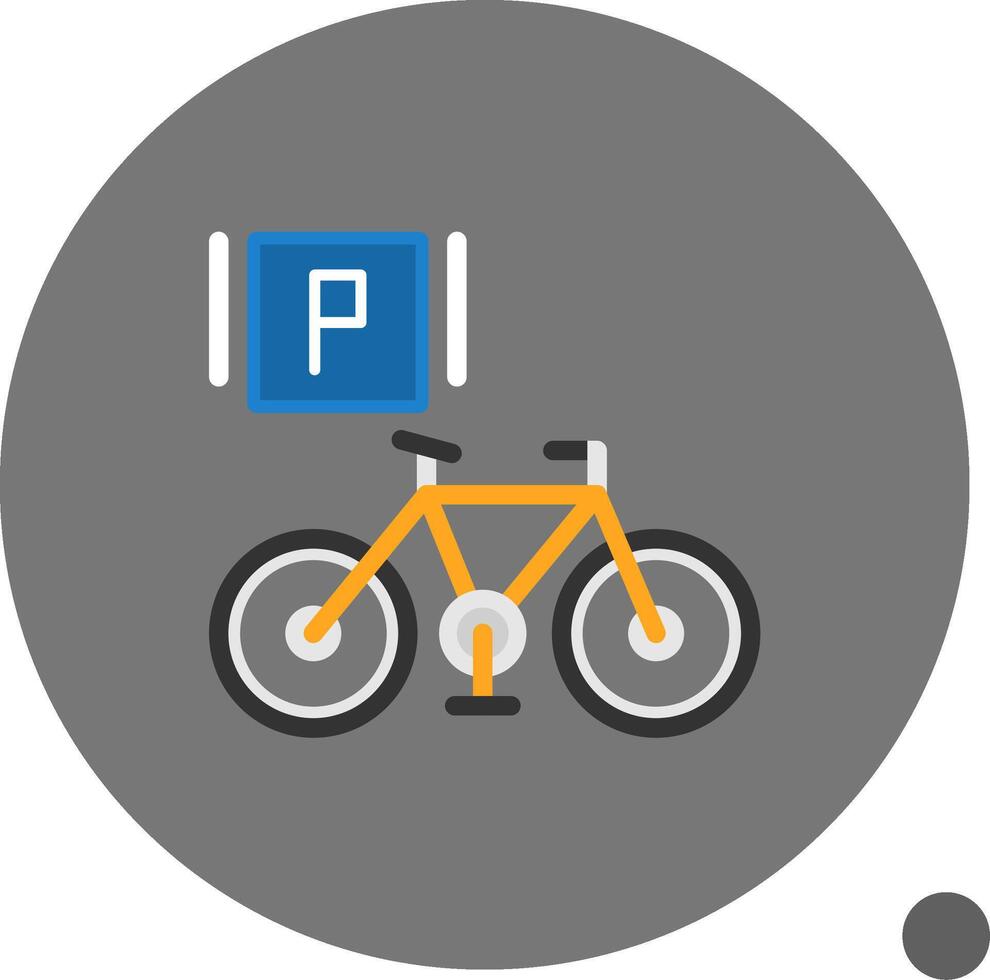 bicicleta estacionamento plano sombra ícone vetor
