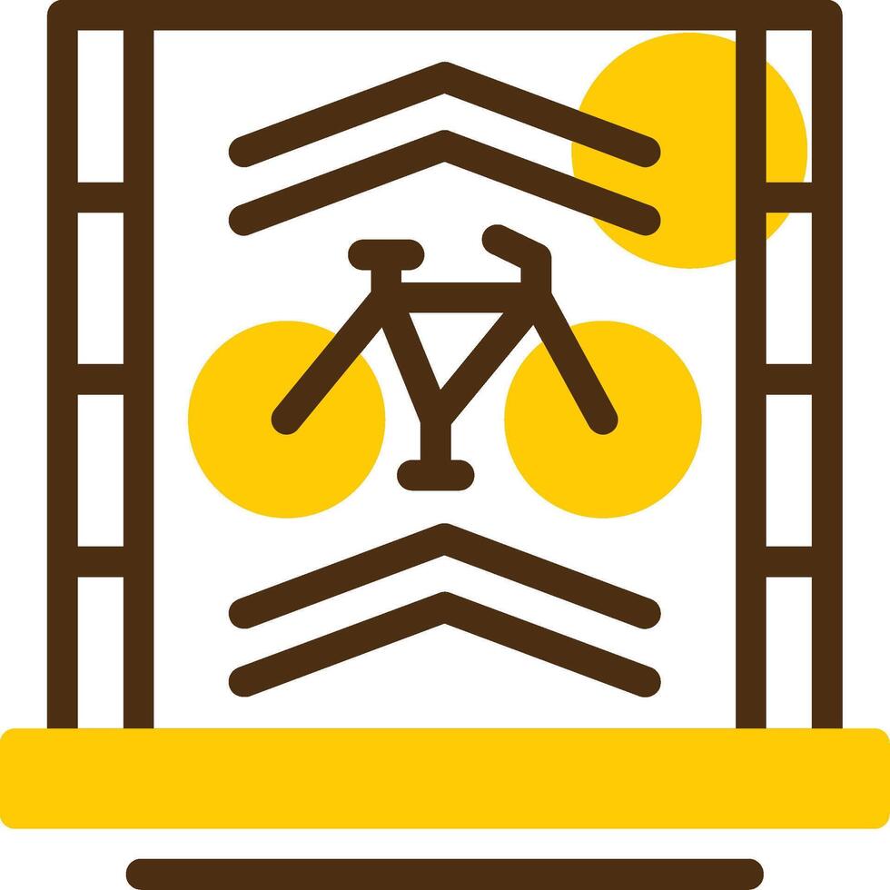 bicicleta faixa amarelo mentir círculo ícone vetor