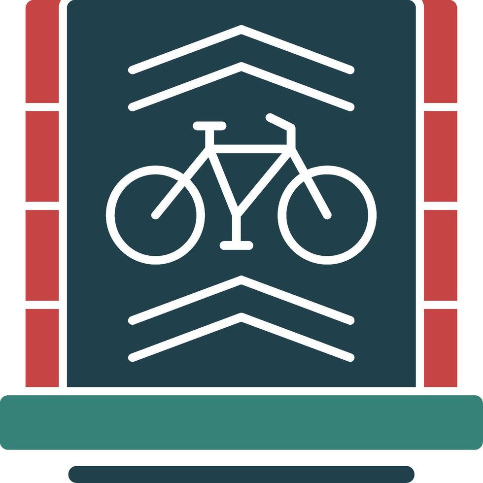 bicicleta faixa glifo círculo ícone vetor