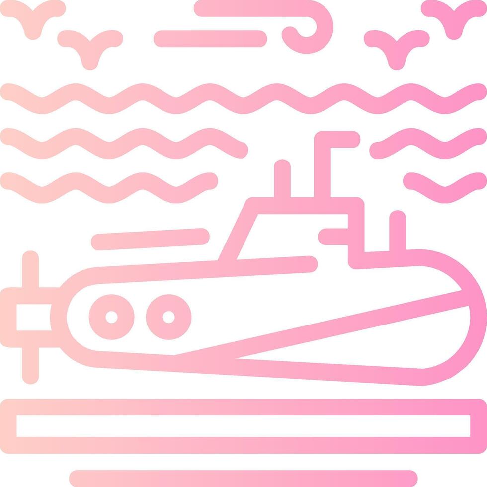 submarino linear gradiente ícone vetor