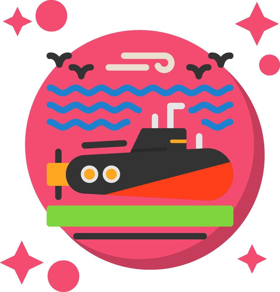 submarino atado cor ícone vetor