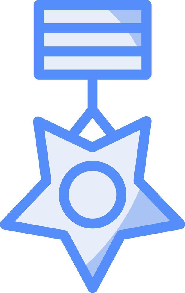 medalha do honra linha preenchidas azul ícone vetor