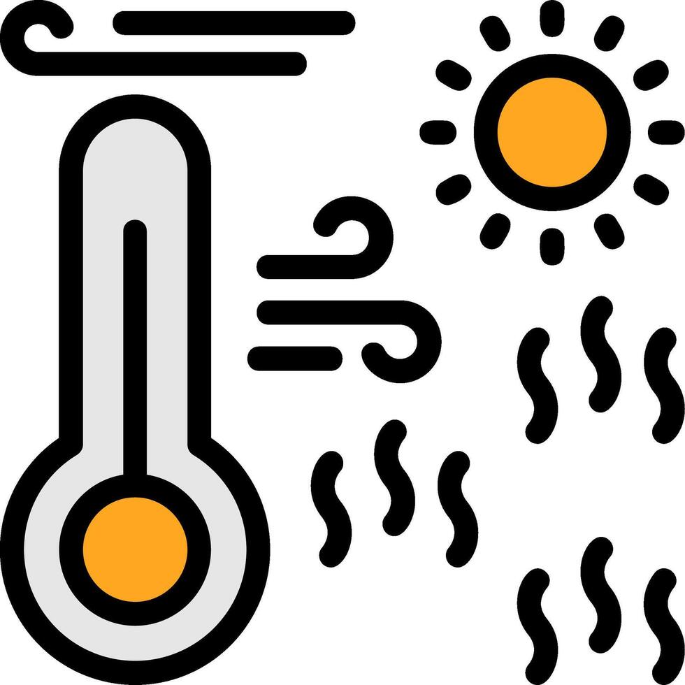 onda de calor linha preenchidas ícone vetor