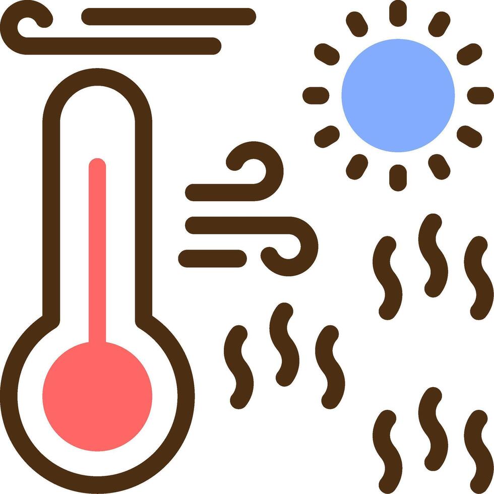 onda de calor cor preenchidas ícone vetor