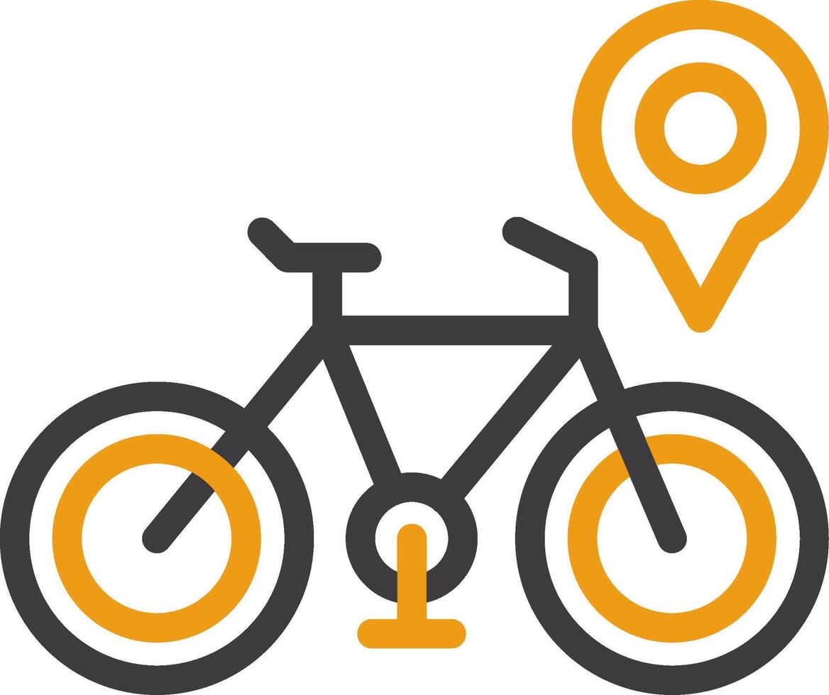 ícone de duas cores de linha de bicicleta vetor