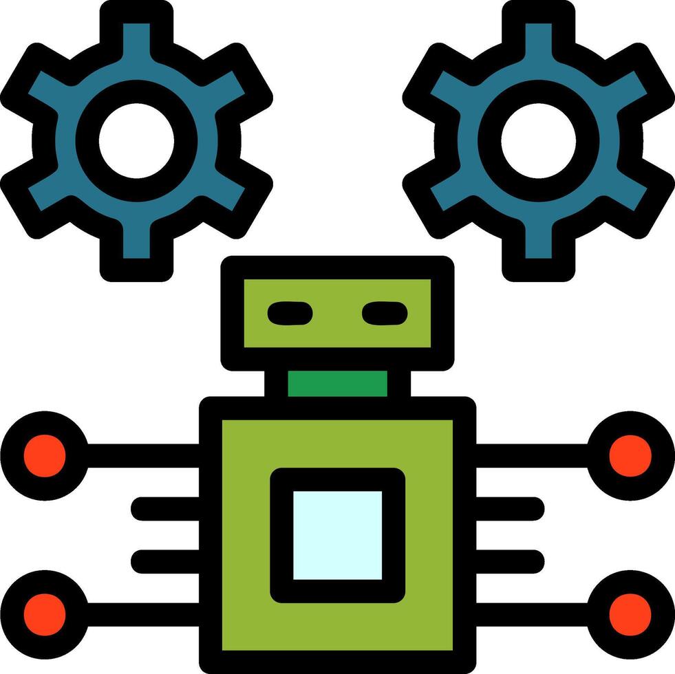 robótico processo automação linha preenchidas ícone vetor