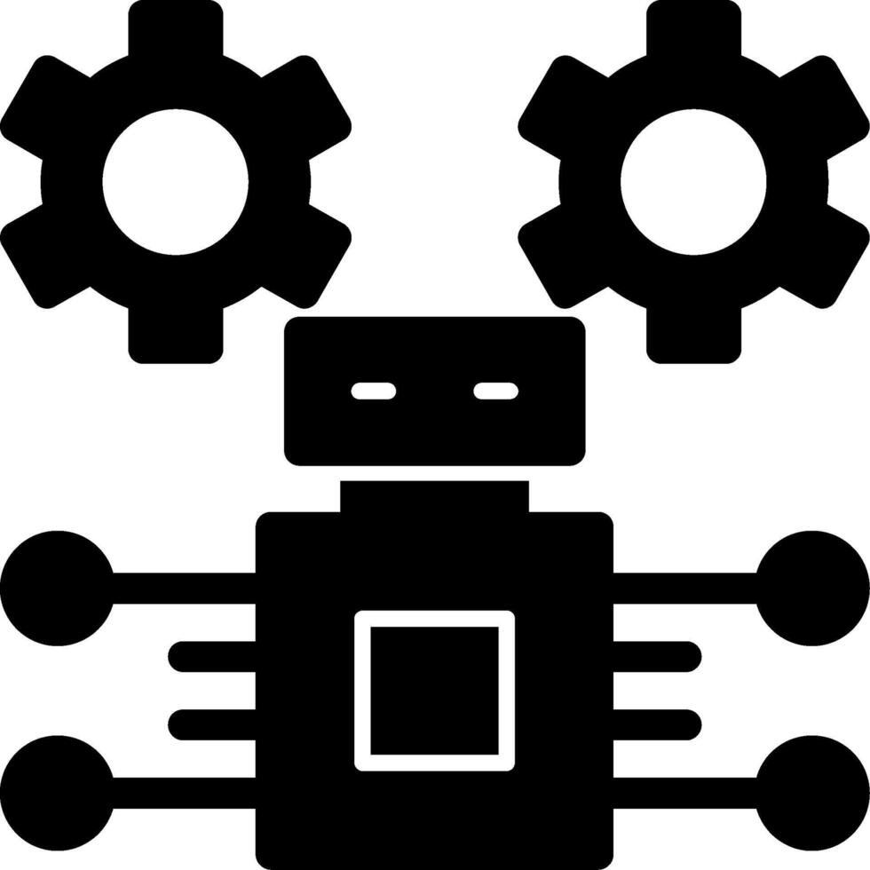robótico processo automação glifo ícone vetor