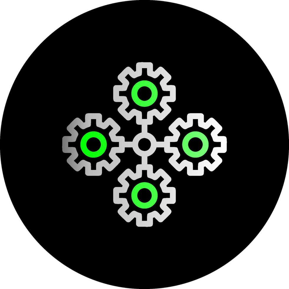 engrenagens simbolizando colaboração dual gradiente círculo ícone vetor