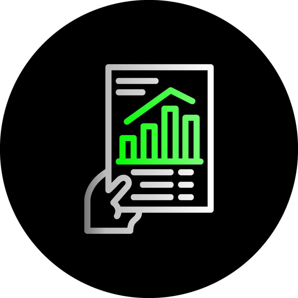 mão segurando uma gráfico indicando progresso dual gradiente círculo ícone vetor