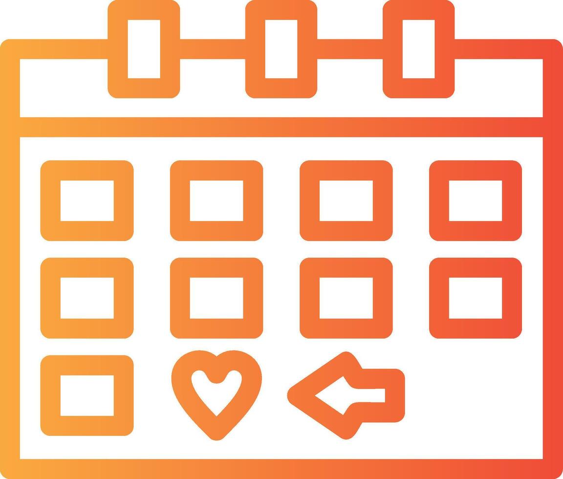 calendário com uma Salve  a encontro marcador linear gradiente ícone vetor