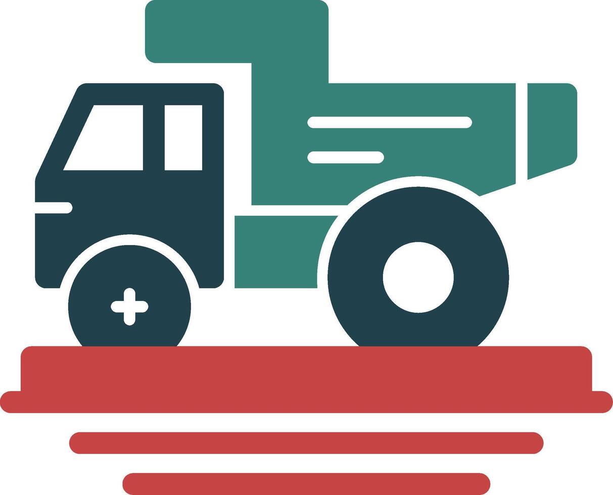 ícone de duas cores com símbolo de caminhão basculante vetor