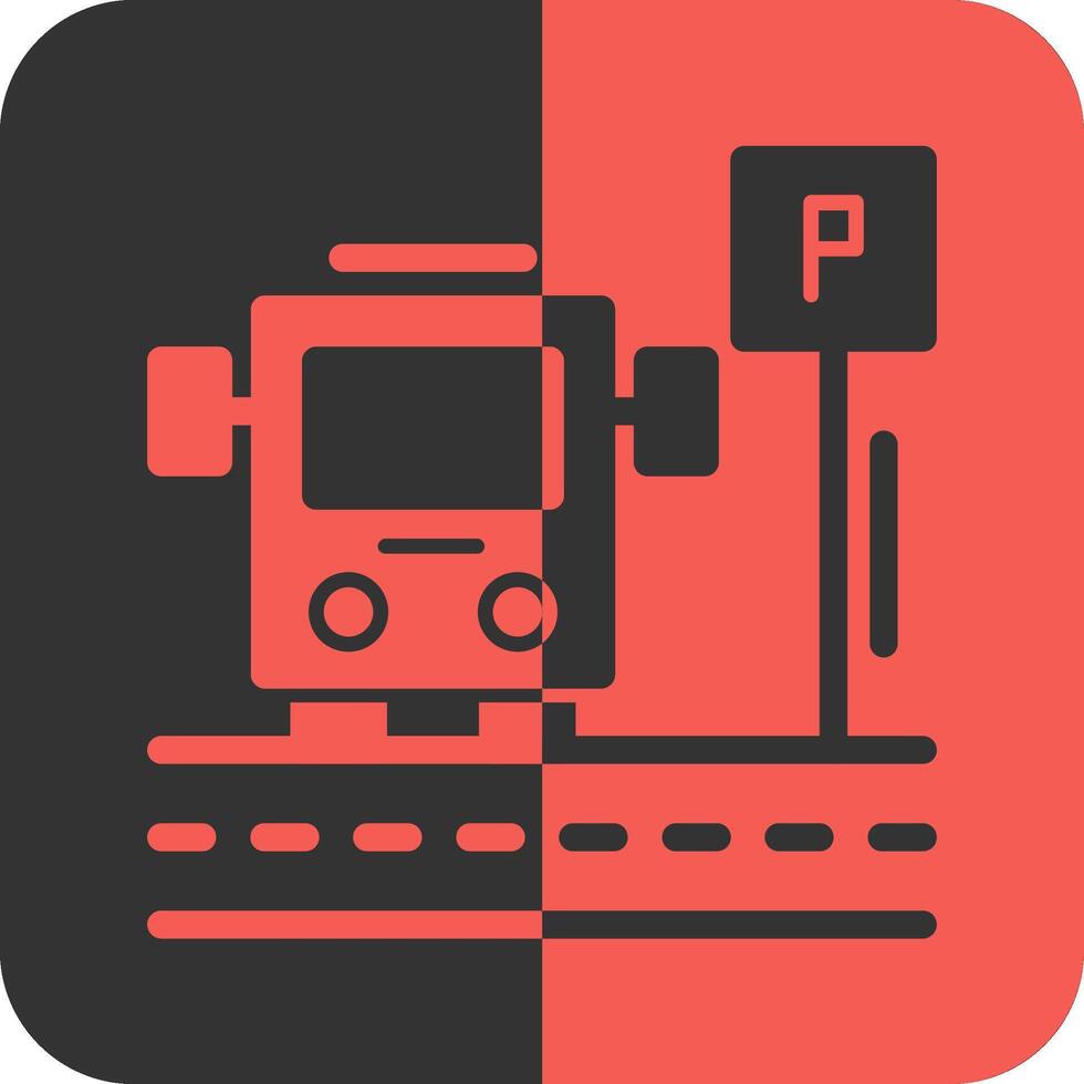 estacionamento transporte ônibus vermelho inverso ícone vetor