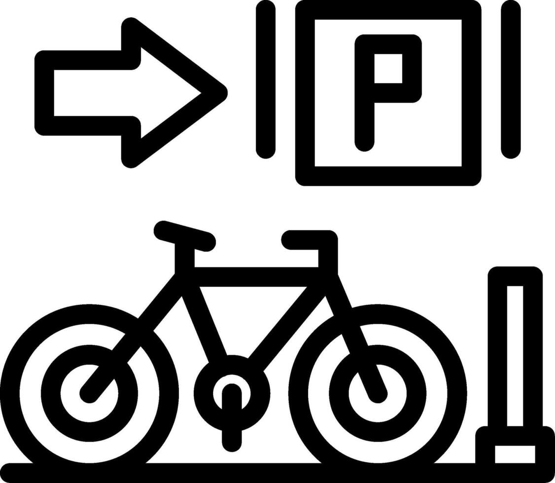 estacionado bicicletas linha ícone vetor