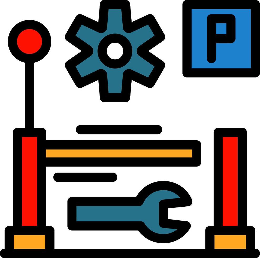 estacionamento manutenção linha preenchidas ícone vetor