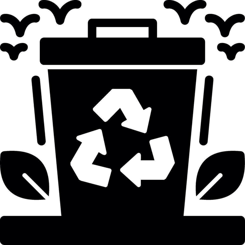 ícone de glifo de lixeira de reciclagem vetor