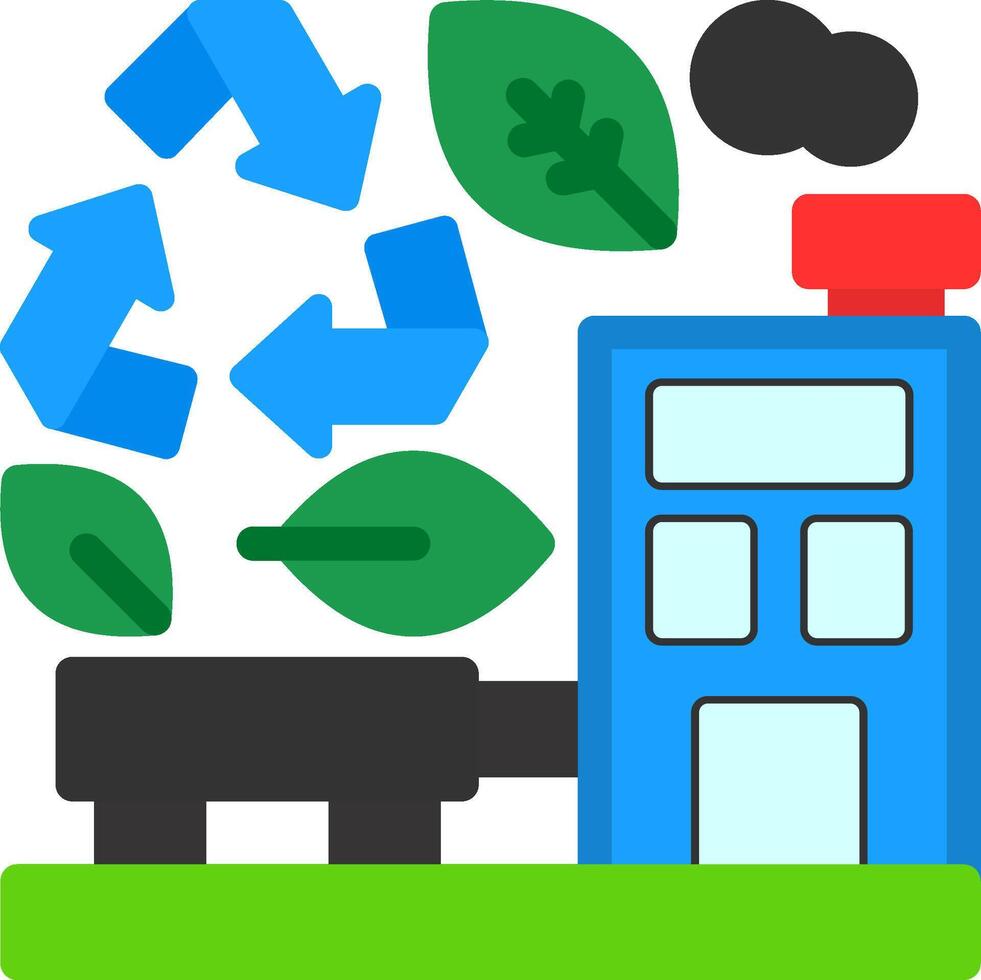 verde reciclando Centro plano ícone vetor