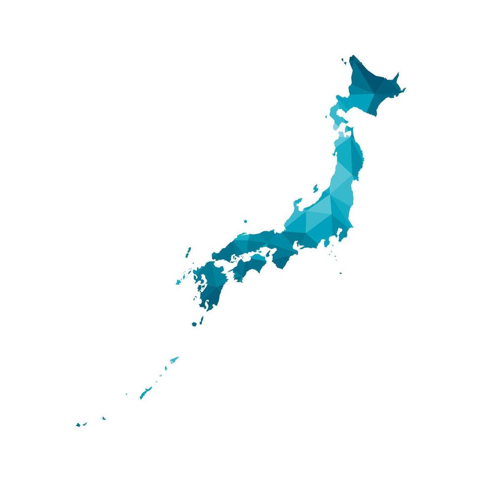 vetor isolado ilustração ícone com simplificado azul silhueta do Japão mapa. poligonal geométrico estilo, triangular formas. branco fundo.