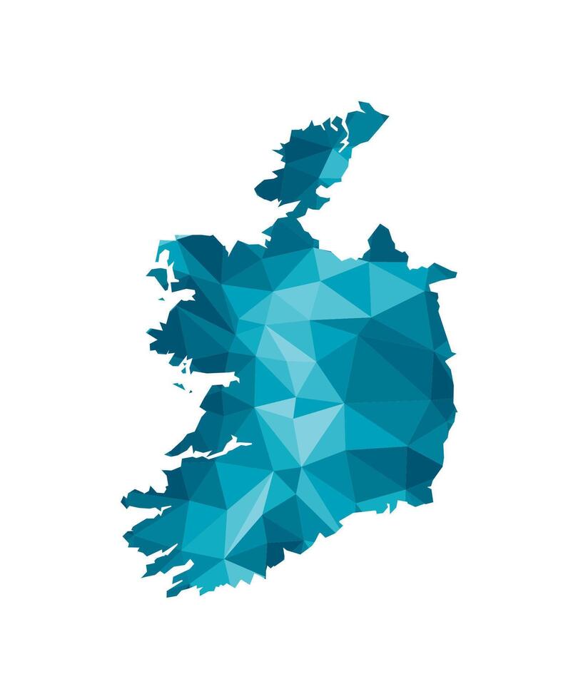 vetor isolado ilustração ícone com simplificado azul silhueta do república do Irlanda mapa. poligonal geométrico estilo, triangular formas. branco fundo.