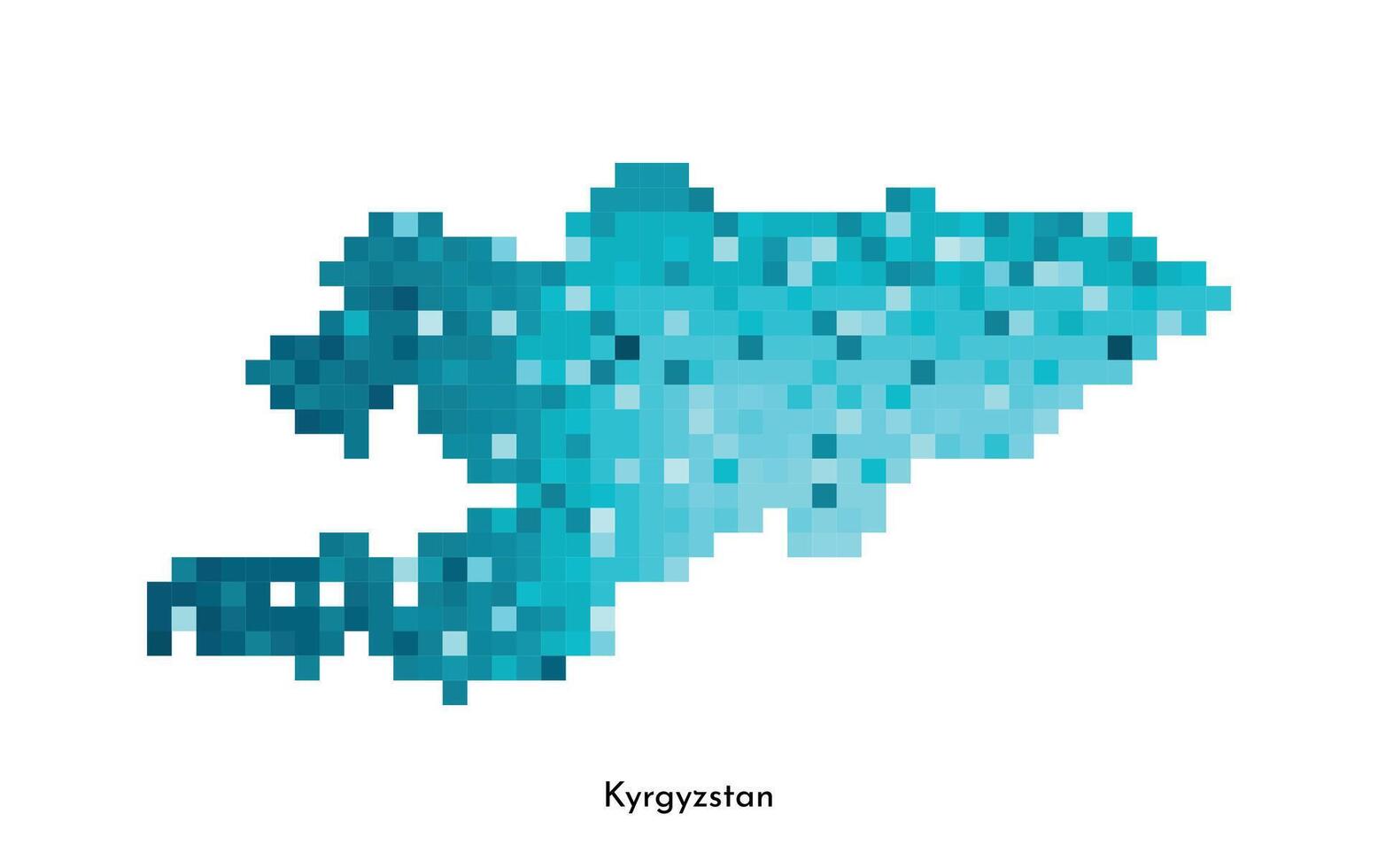 vetor isolado geométrico ilustração com simples gelado azul forma do Quirguistão mapa. pixel arte estilo para nft modelo. pontilhado logotipo com gradiente textura para Projeto em branco fundo