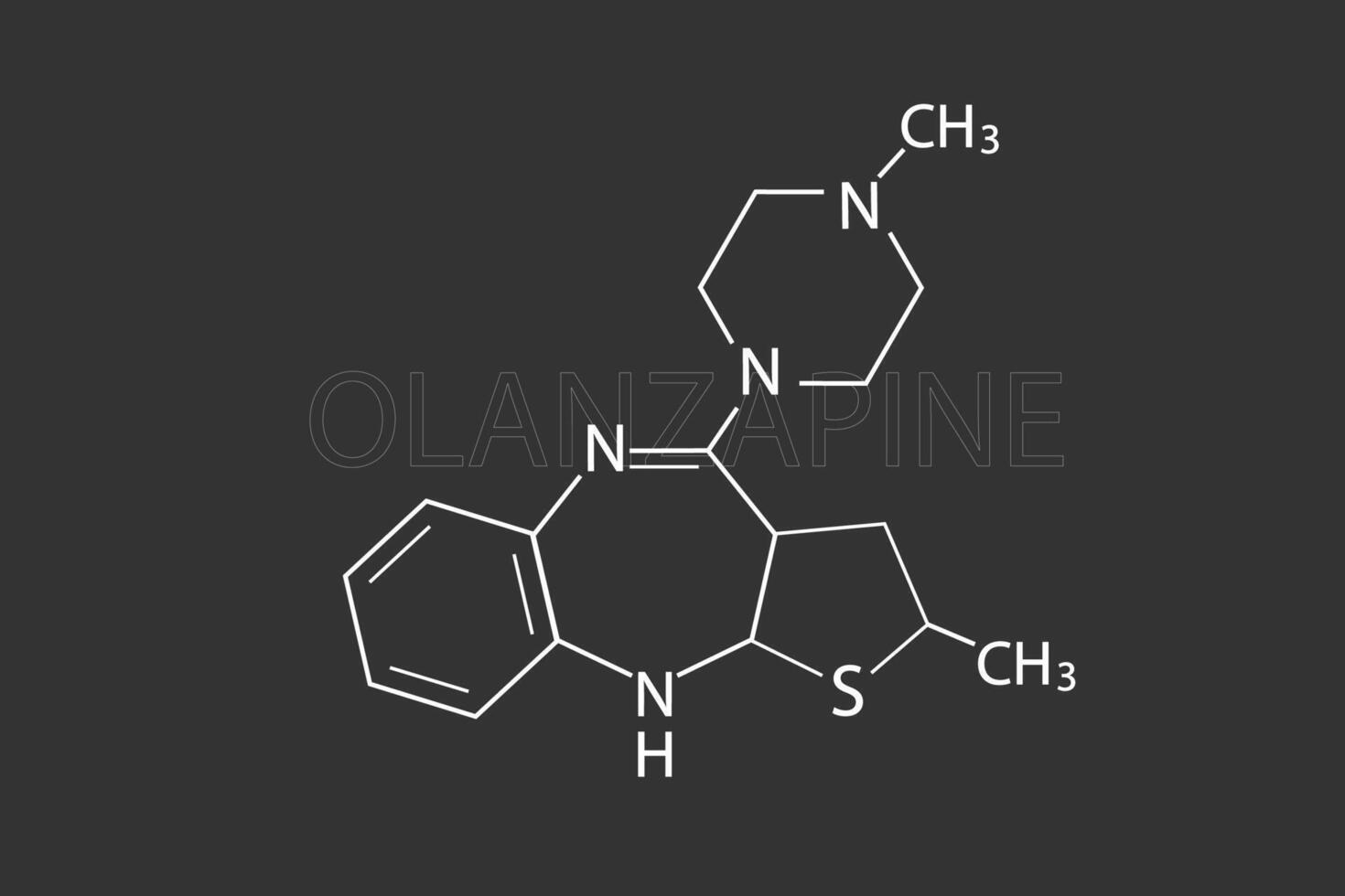 olanzapina molecular esquelético químico Fórmula vetor