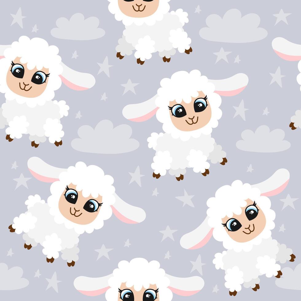 fofa desenho animado ovelha Cordeiro vetor