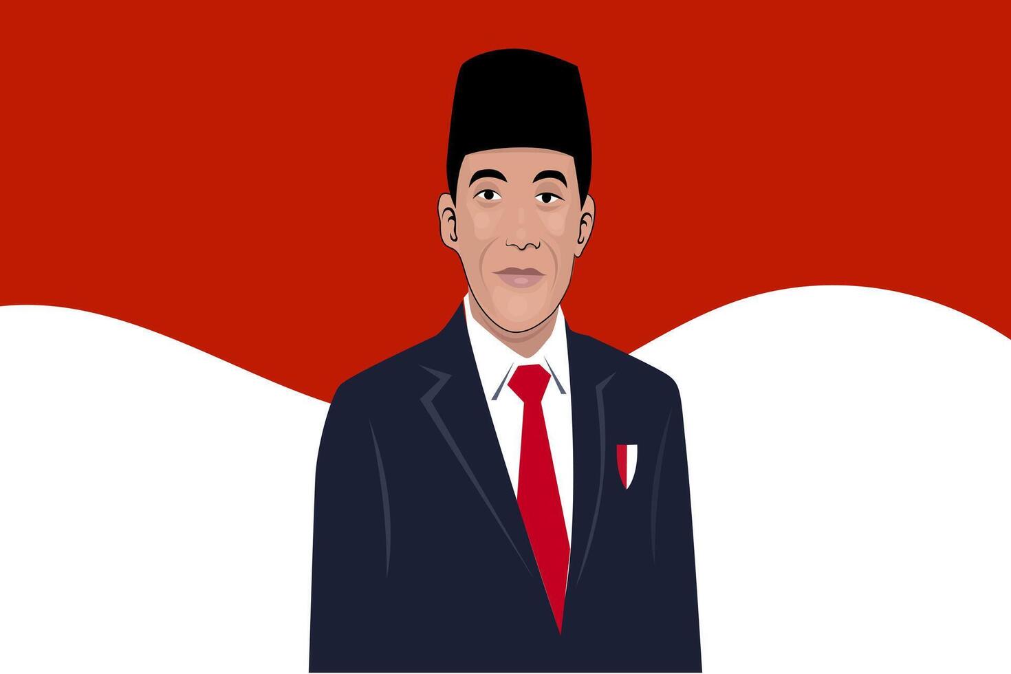 Joko Widodo sorridente dentro Preto ternos vetor desenho animado ilustração