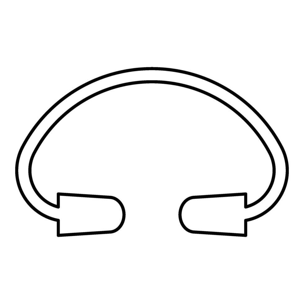 tampão de ouvido orelha plugue proteção dispositivo contorno esboço linha ícone Preto cor vetor ilustração imagem fino plano estilo
