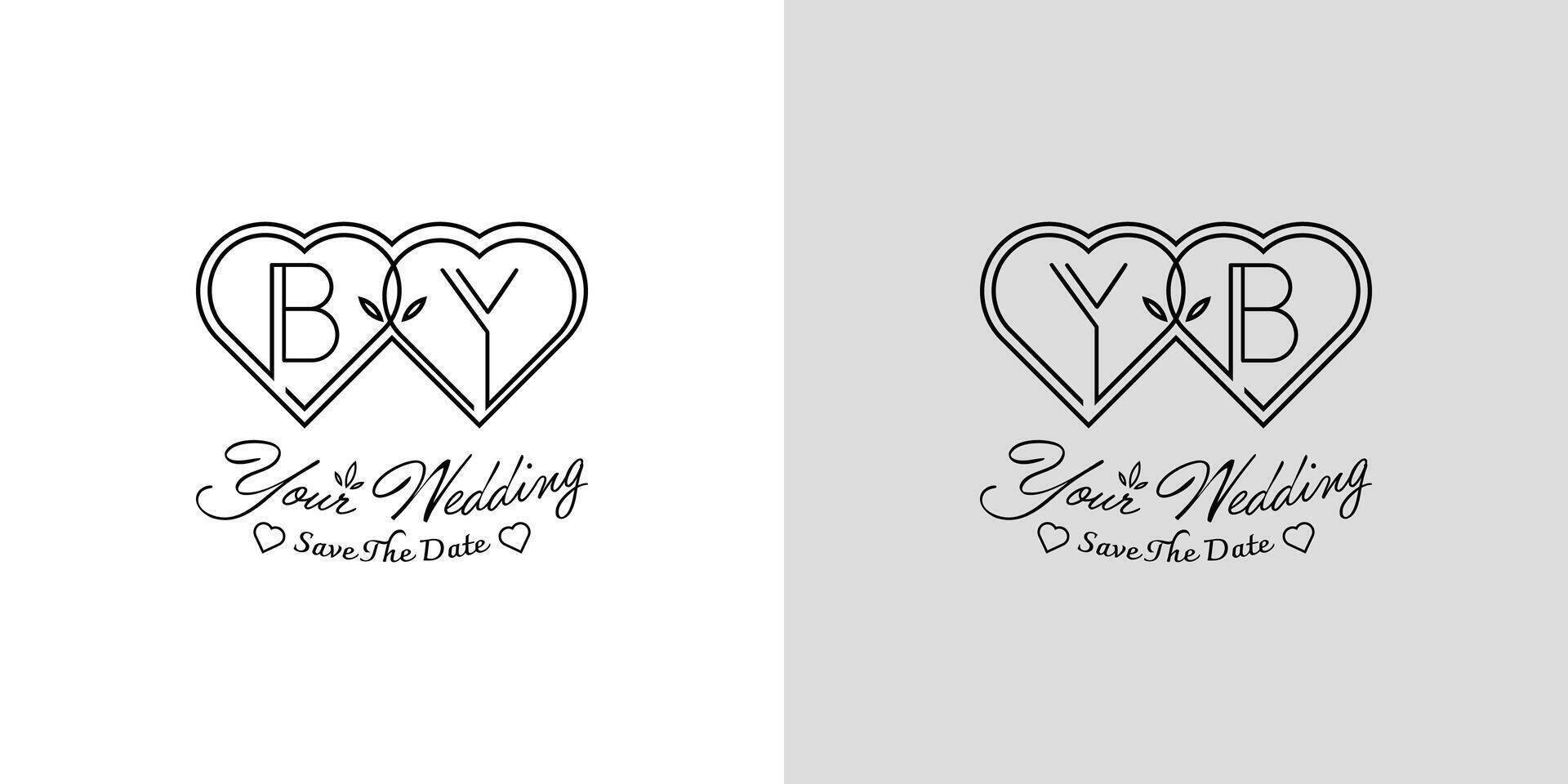 cartas de e yb Casamento amor logotipo, para casais com b e y iniciais vetor