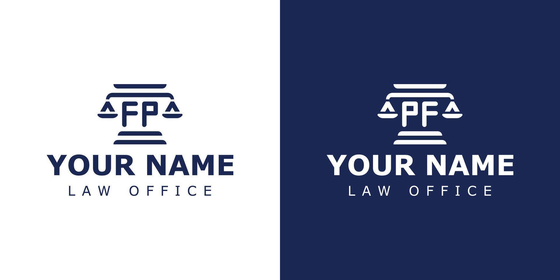 cartas fp e pf legal logotipo, adequado para advogado, jurídico, ou justiça com fp ou pf iniciais vetor