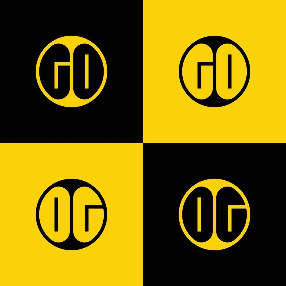 simples ir e og cartas círculo logotipo definir, adequado para o negócio com ir e og iniciais vetor