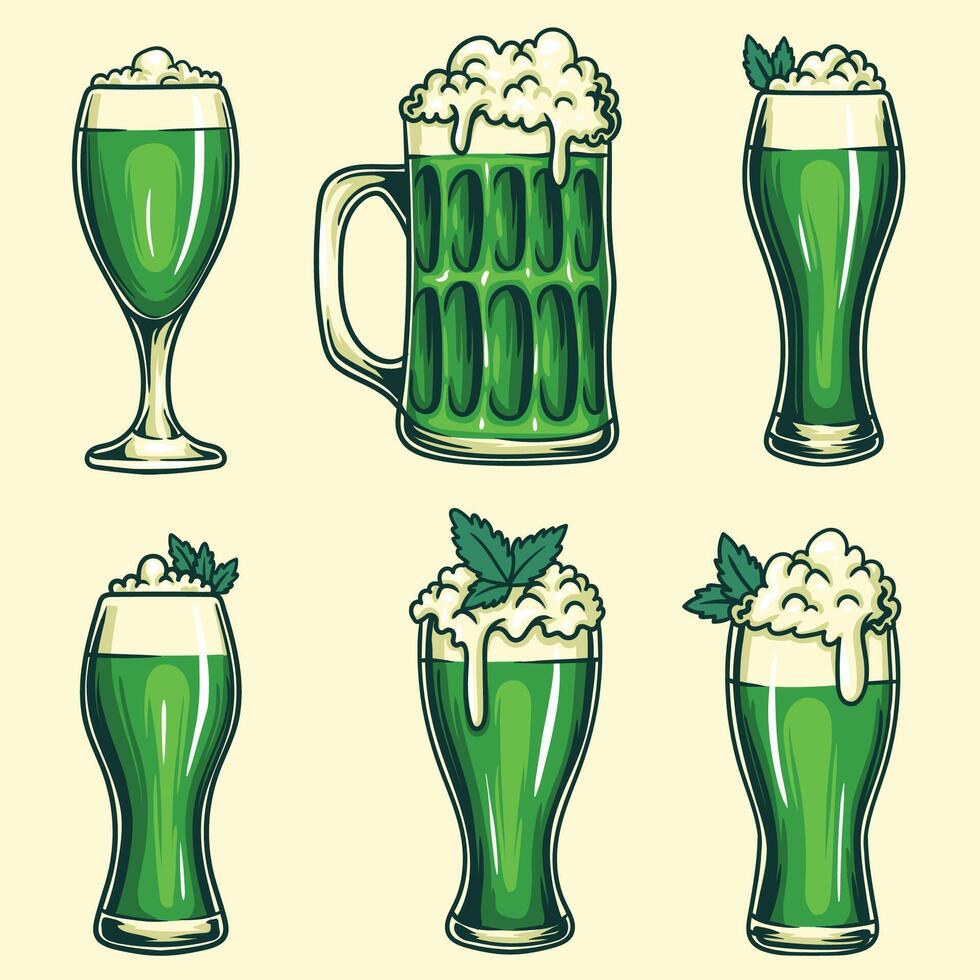 vidro verde Cerveja conjunto coleção vetor ilustração