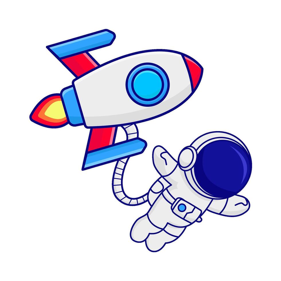 foguete com astronauta ilustração vetor