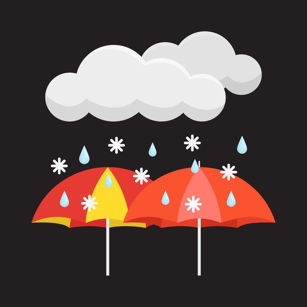 chuva com guarda-chuva ilustração vetor