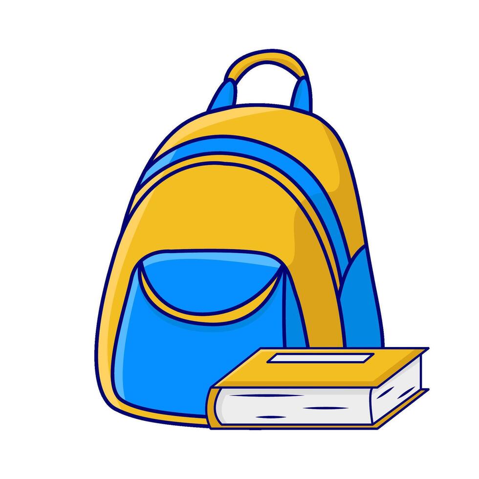 mochila escola com livro ilustração vetor