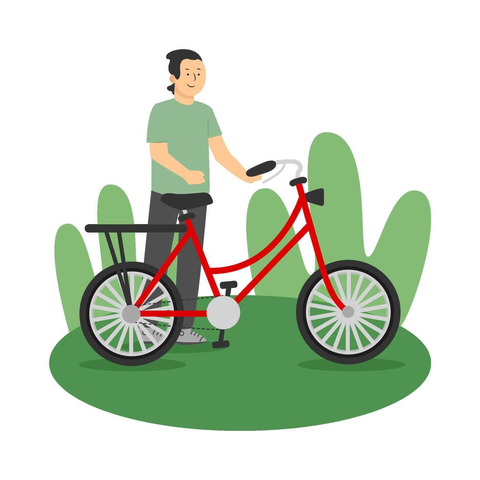 pessoa com bicicleta ilustração vetor