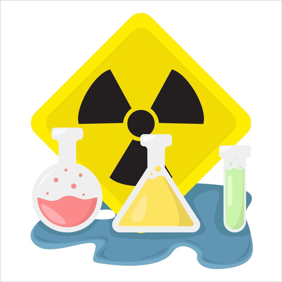radiação quadro, poção com água radiação ilustração vetor