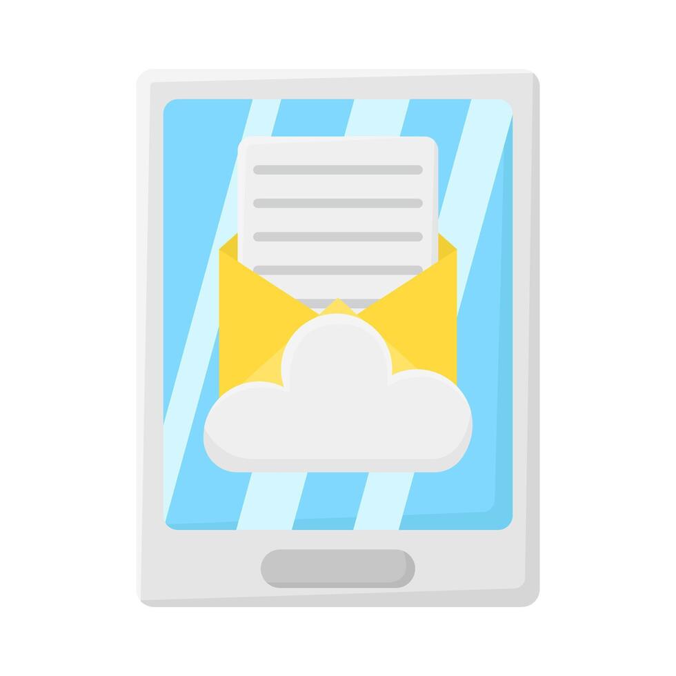 o email com nuvem dentro Móvel telefone ilustração vetor