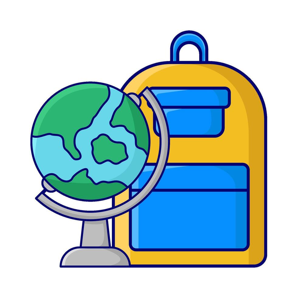 mochila escola com globo ilustração vetor