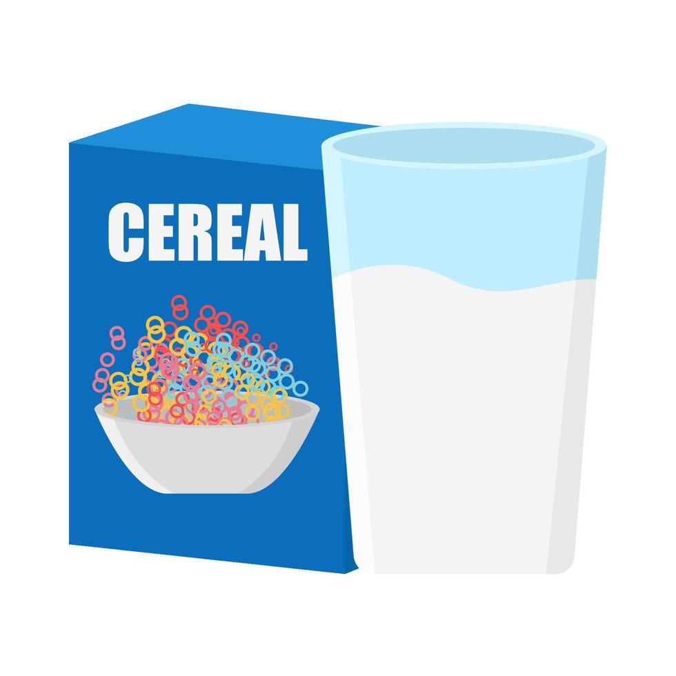 caixa cereal com vidro leite ilustração vetor