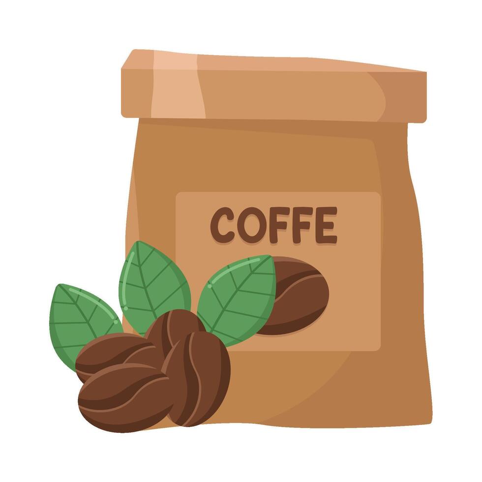 café saco com café feijões ilustração vetor