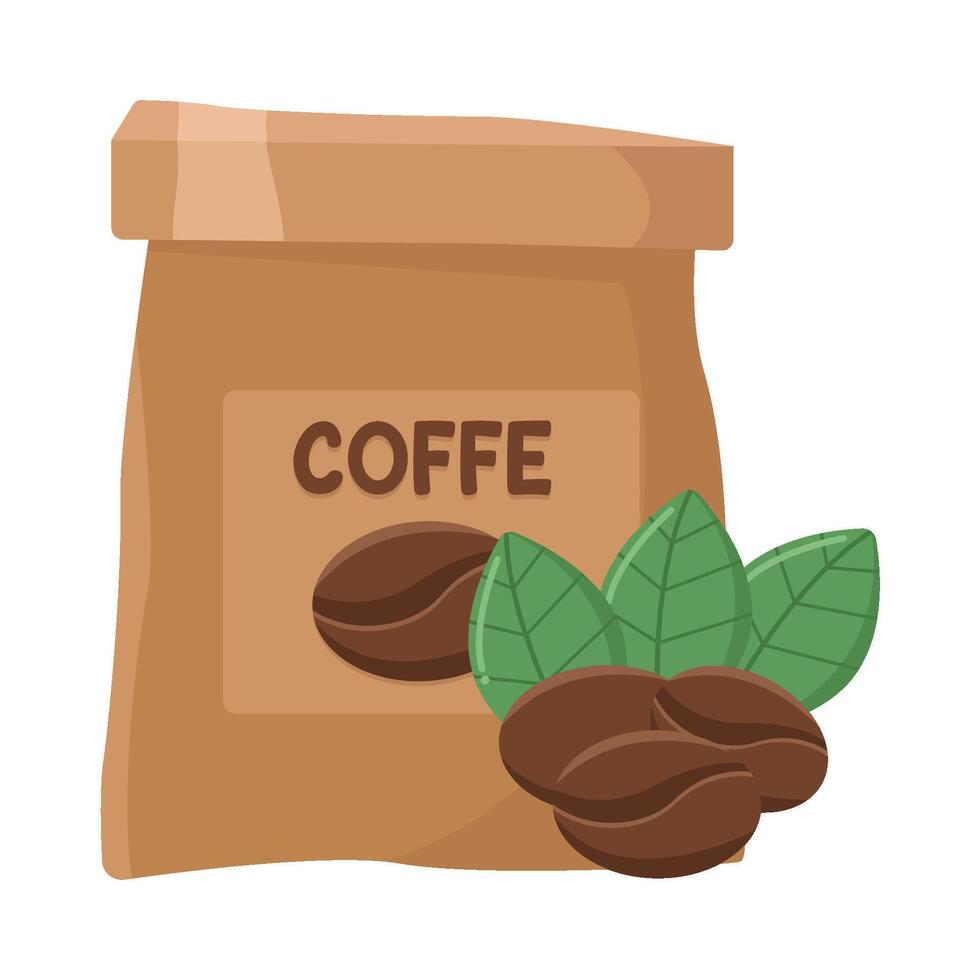 café saco com café feijões ilustração vetor