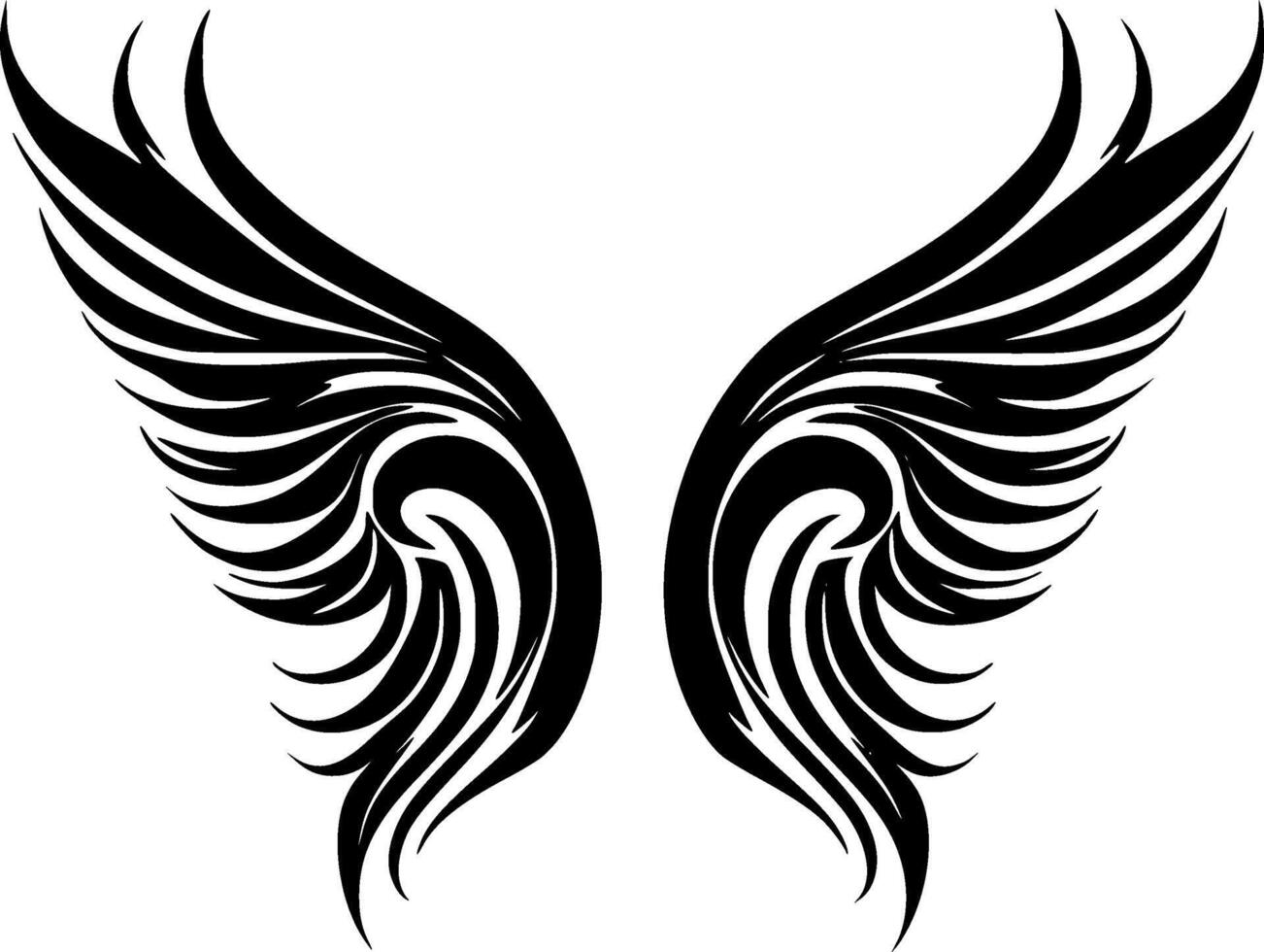 anjo asas Preto e branco vetor ilustração