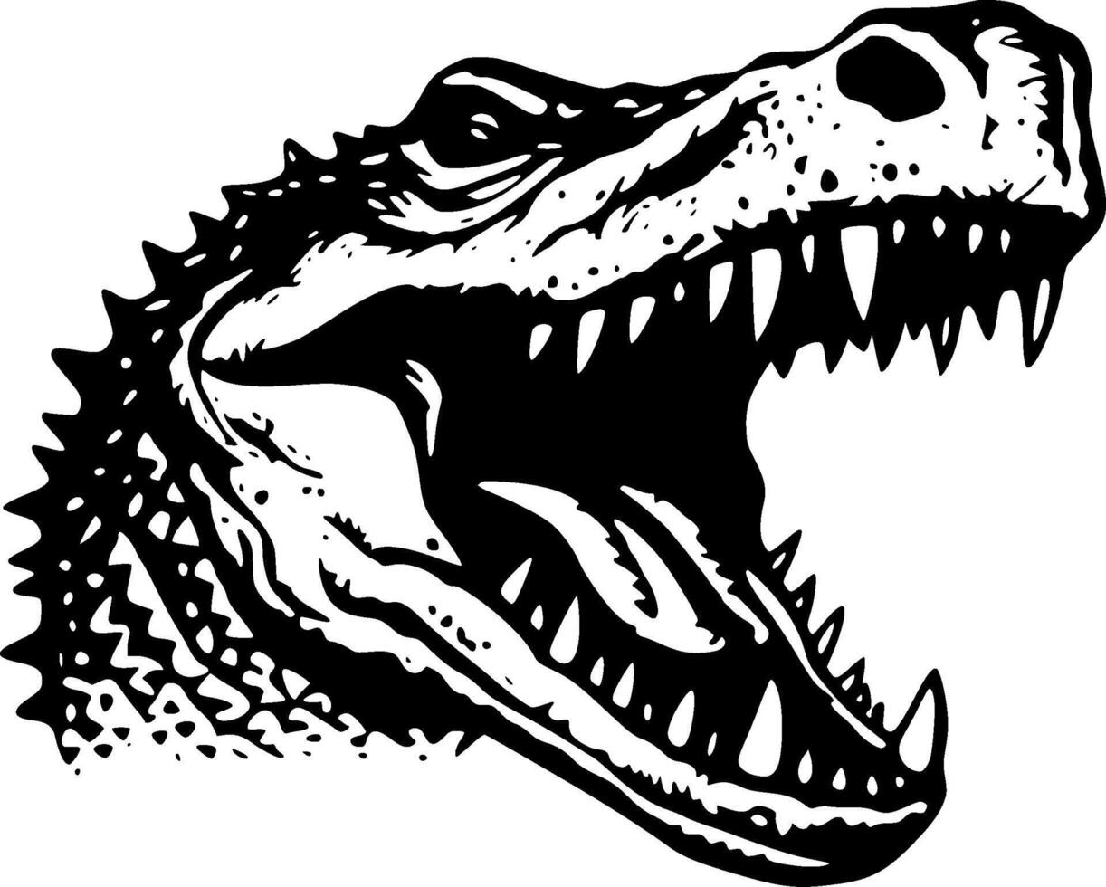 crocodilo, Preto e branco vetor ilustração