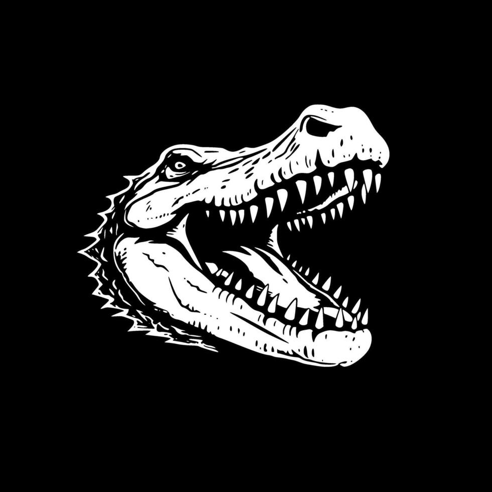 crocodilo, Preto e branco vetor ilustração